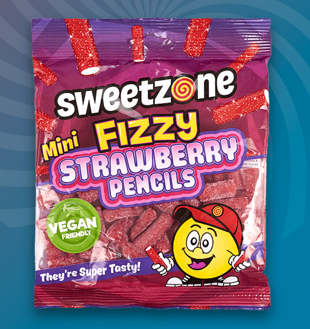 SWEETZONE Mini Fizzy Strawberry Pencils x 12 / 180g