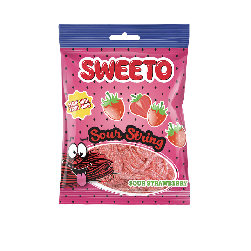 SWEETO Strawberry Fizzy Strings x 12 (80g)