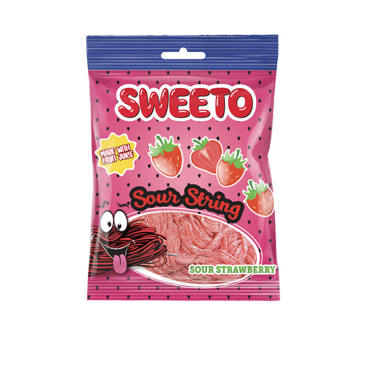 SWEETO Strawberry Fizzy Strings x 12 (80g)