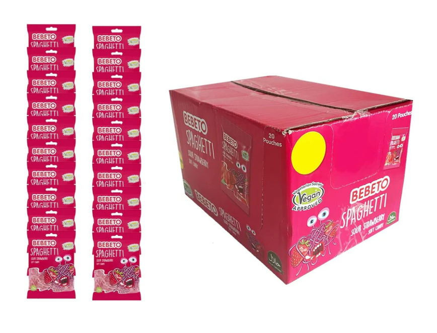 BEBETO Sour Strawberry Strings x 20 (50p)