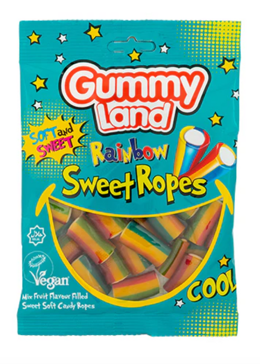 Gummy Land Rainbow Sweet Ropes x 12 (150g)