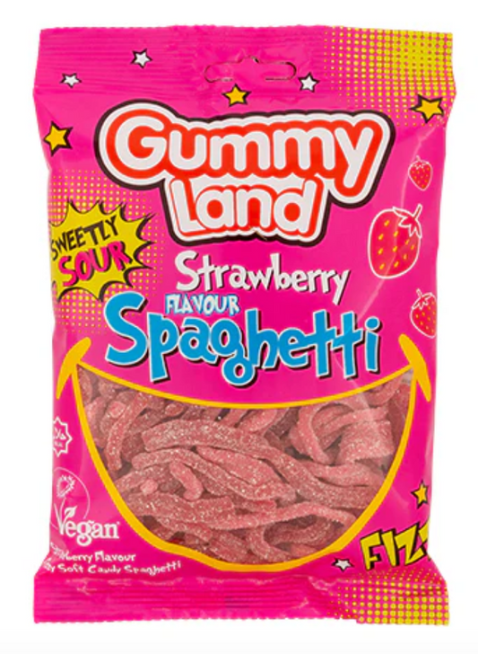 Gummy Land Strawberry Flavour Spaghetti x 12 (150g)